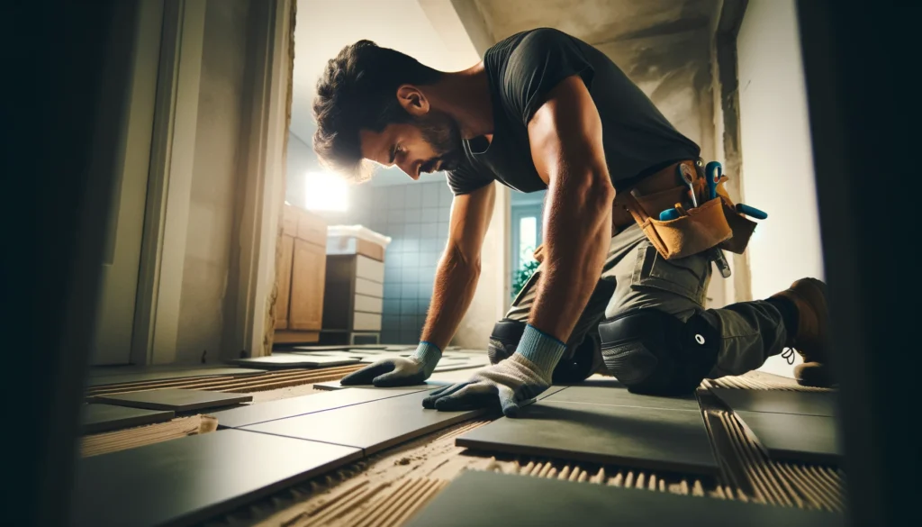 contractor laying the wood floor